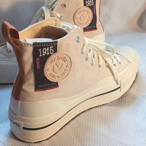 Victoria Crudo high top canvas platform sneakers nude/white size 10 - Picture 5 of 10
